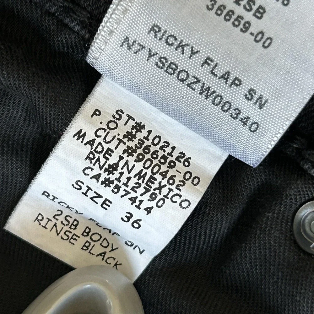 True Religion Ricky Relaxed Straight Jeans Mens 36x33 Black Rinse Flap‎ Pockets